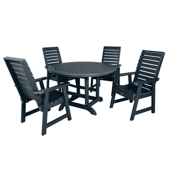 Highwood Usa Weatherly 5pc Round Outdoor Patio Furniture Dining Set AD-DNW48-FBE - main